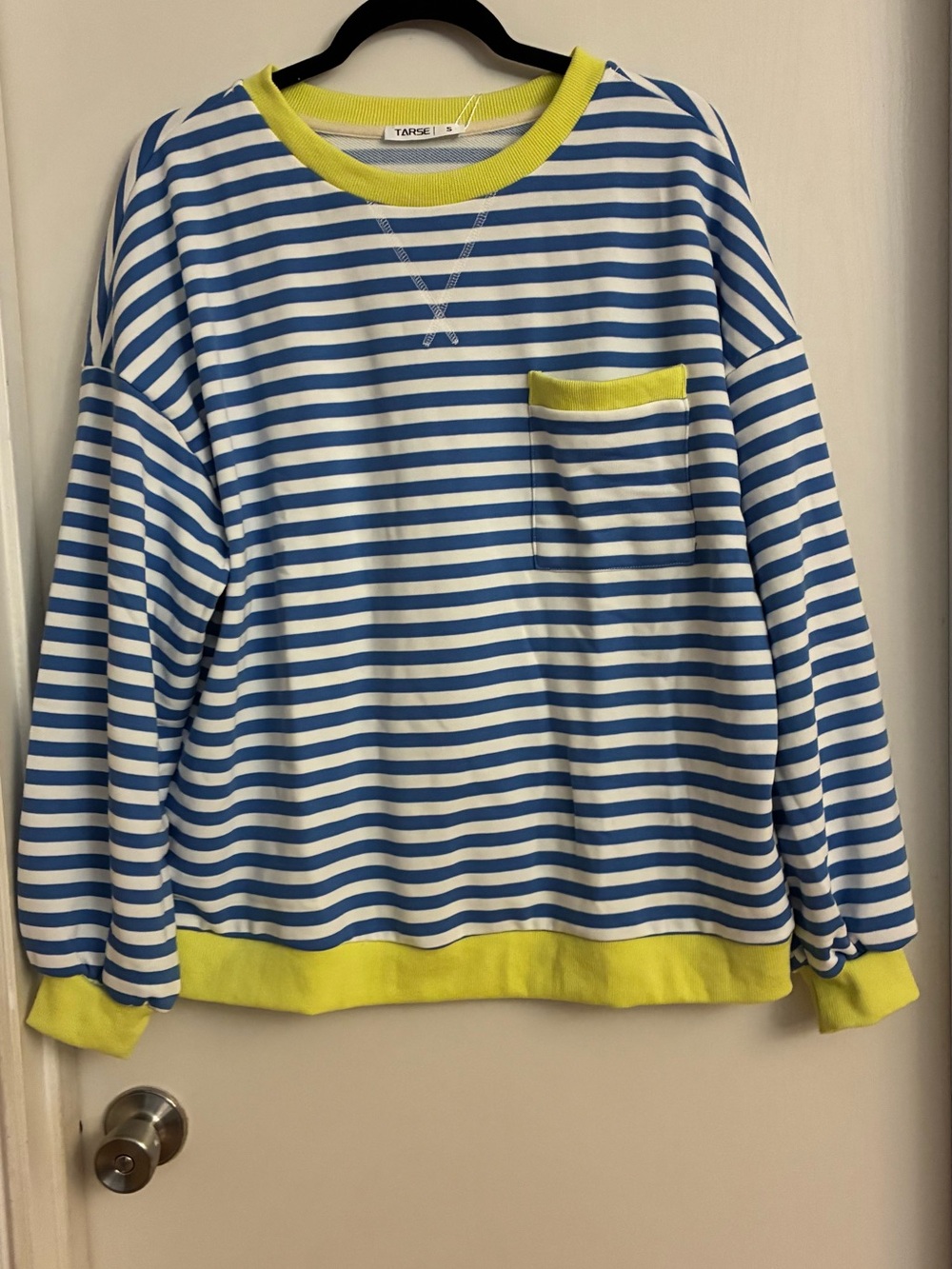 TARSIE Blue & Yellow Striped Long-Sleeve Sweatshirt